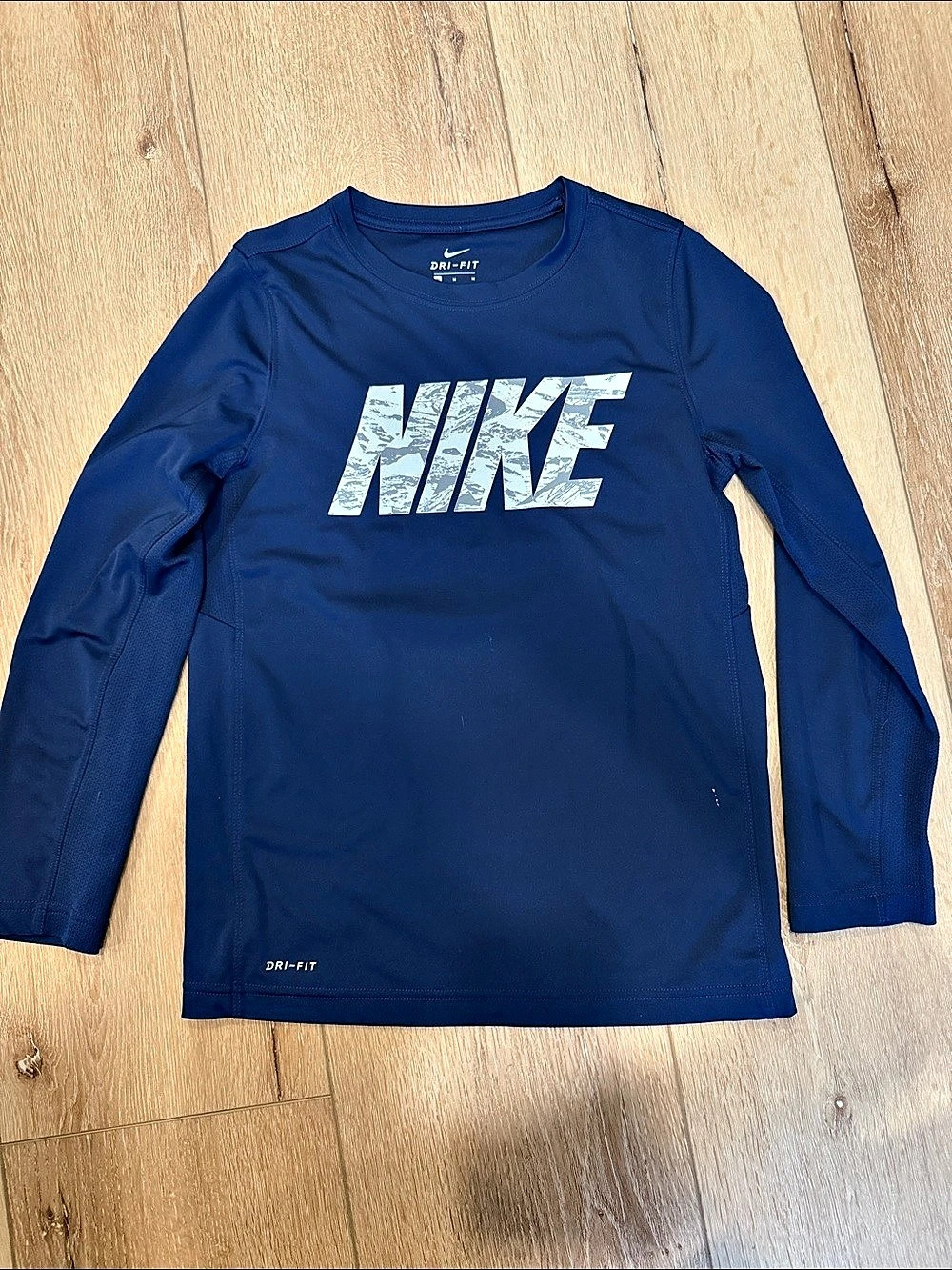 Nike Dri-FIT Long Sleeve Athletic Shirt in Blue Medium
